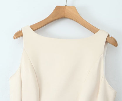 Sleeveless Plain Open Back Mini A-Line Cocktail Dress
