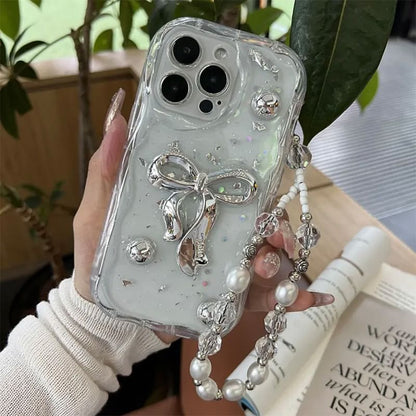 Bow Phone Case / Faux Pearl Strap / Set