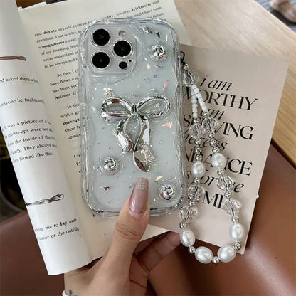 Bow Phone Case / Faux Pearl Strap / Set