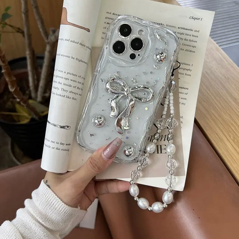 Bow Phone Case / Faux Pearl Strap / Set