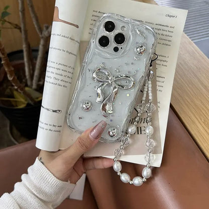 Bow Phone Case / Faux Pearl Strap / Set
