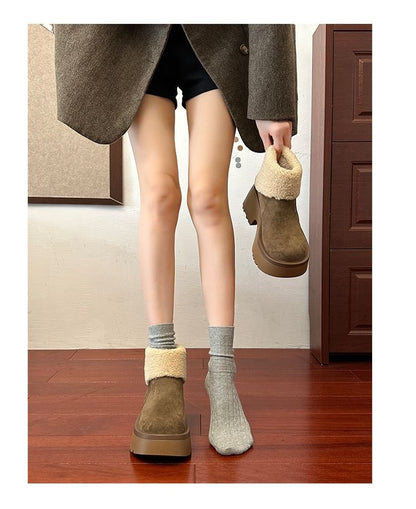 Platform Plain Fleece Lined Ankle Boots