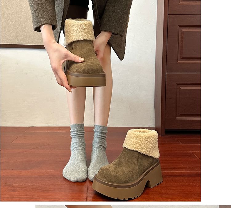 Platform Plain Fleece Lined Ankle Boots