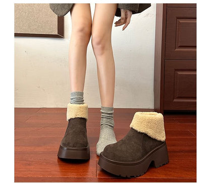 Platform Plain Fleece Lined Ankle Boots