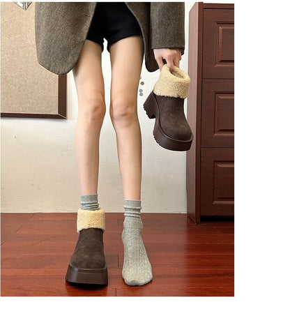 Platform Plain Fleece Lined Ankle Boots