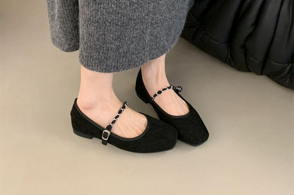 Square Toe Chained Mary Jane Shoes