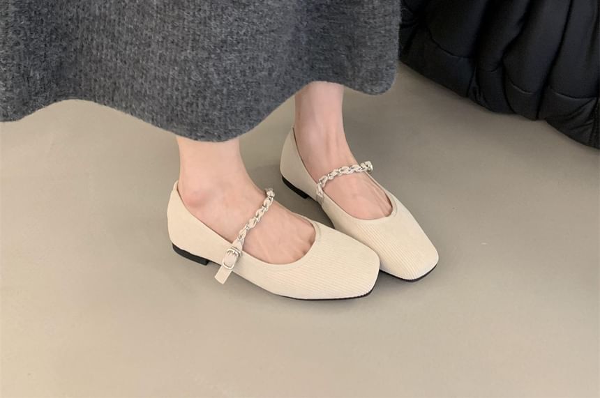Square Toe Chained Mary Jane Shoes