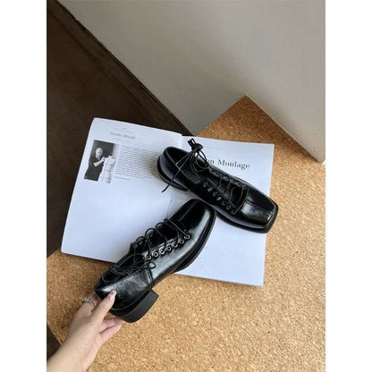 Toe Lace-Up Flats Square