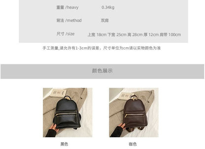 Plain Studded Faux Leather Backpack