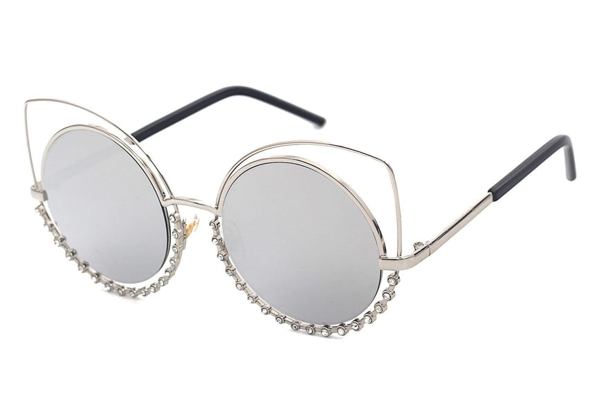 Rhinestone Cat Eye Metal Frame Sunglasses