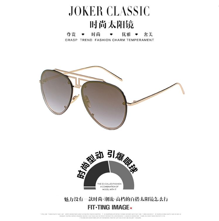 Double Bridge Metal Frame Sunglasses
