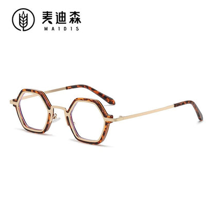 Geometric Metal Frame Blue Light Blocking Eyeglasses