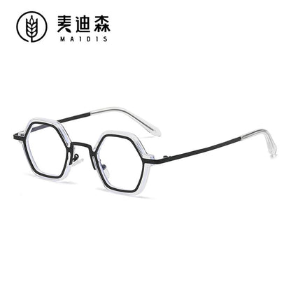 Geometric Metal Frame Blue Light Blocking Eyeglasses