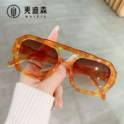 Double Bridge Geometric Sunglasses