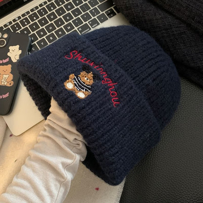 Bear Embroidery Beanie