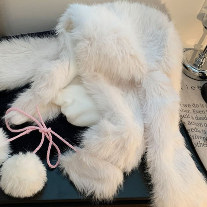 Rabbit Ear Pom Pom Trapper Hat