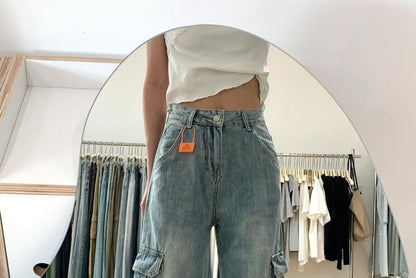 High Rise Wide Leg Cargo Pants