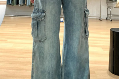 High Rise Wide Leg Cargo Pants