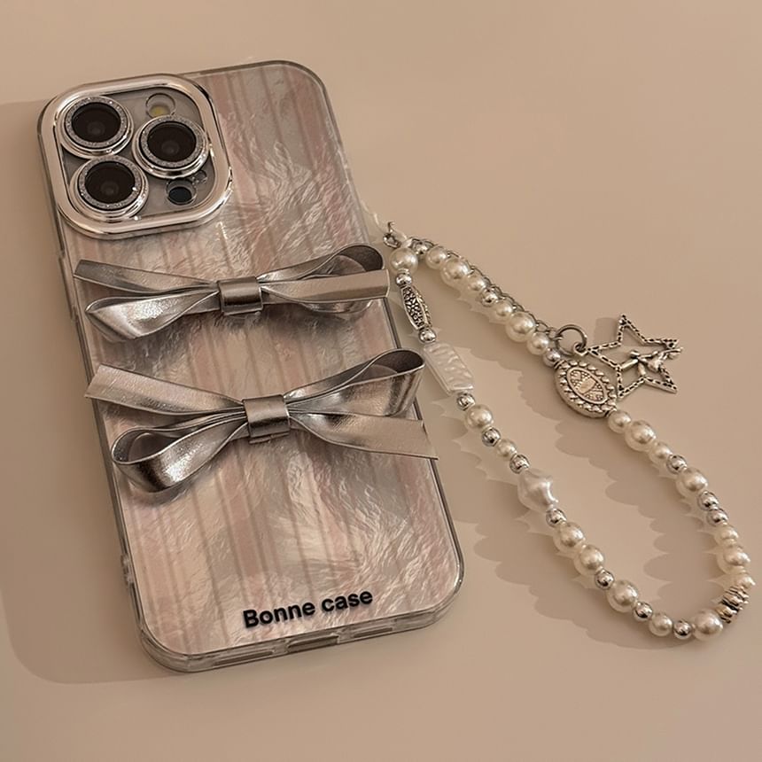 Ribbon Phone Case / Faux Pearl Strap / Set