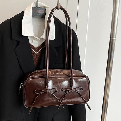 Shoulder Bow Faux Bag Leather