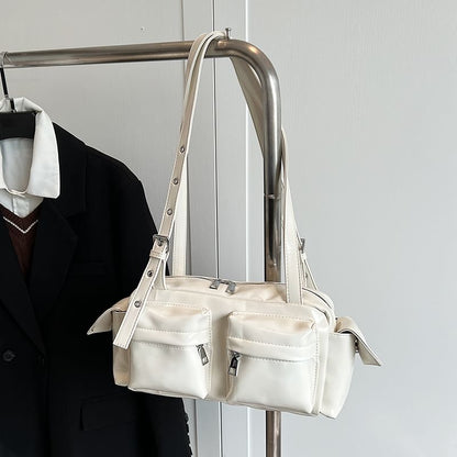 Leather Shoulder Multi-Pocket Faux Bag