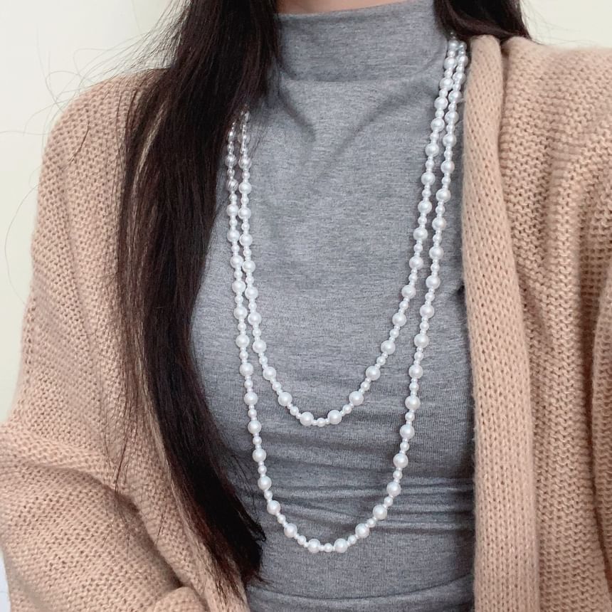 Faux Pearl Beaded Layered Necklace