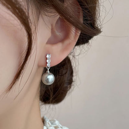 Faux Pearl Rhinestone Alloy Dangle Earring