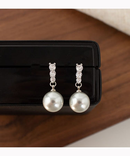 Faux Pearl Rhinestone Alloy Dangle Earring