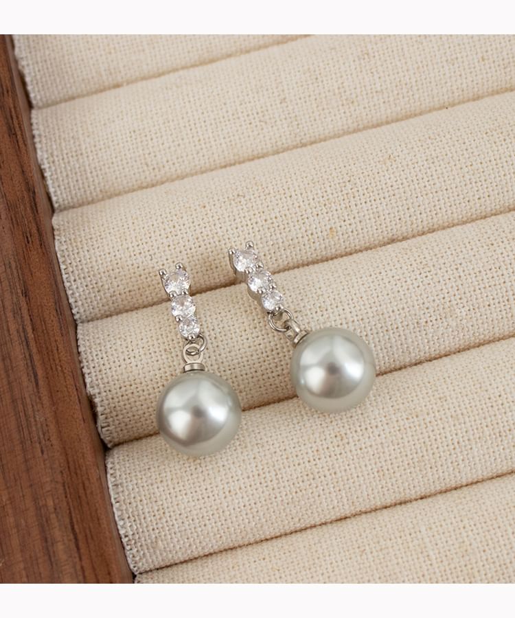 Faux Pearl Rhinestone Alloy Dangle Earring