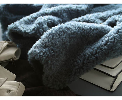 Round Neck Plain Teddy Jacket