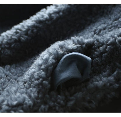 Round Neck Plain Teddy Jacket