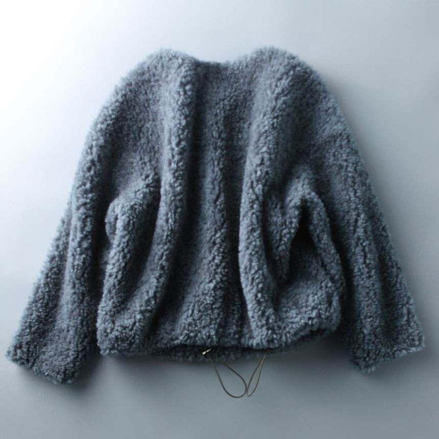 Round Neck Plain Teddy Jacket