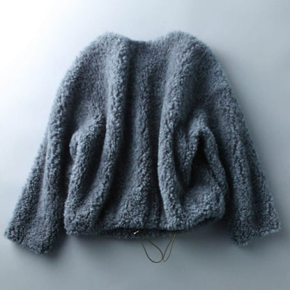 Round Neck Plain Teddy Jacket