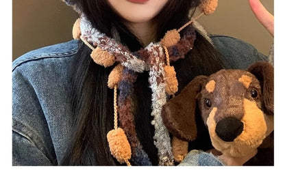 Bear Ear Panel Fluffy Knit Hat