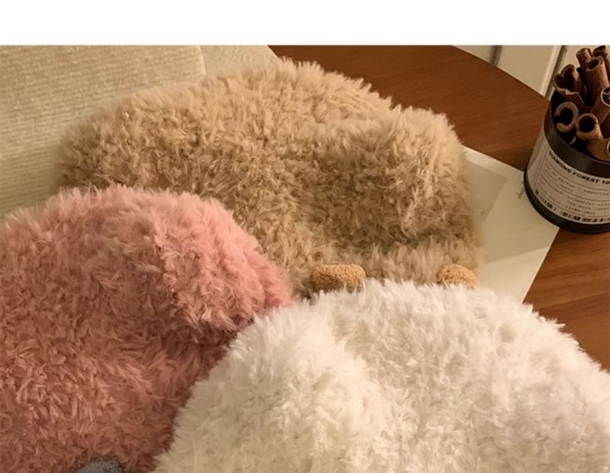 Bear Ear Panel Fluffy Knit Hat