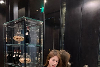 Sequin Faux Leather Panel Mini Bodycon Tube Dress / Plain Fluffy Jacket