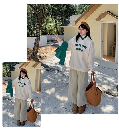 Plus Size Crew Neck Lettering Sweatshirt