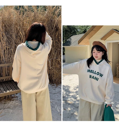 Plus Size Crew Neck Lettering Sweatshirt