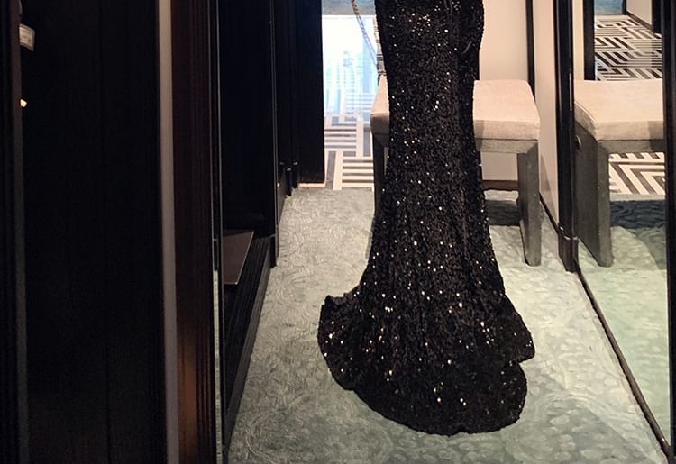 Spaghetti Strap Sequined Cross Back Mermaid Evening Gown