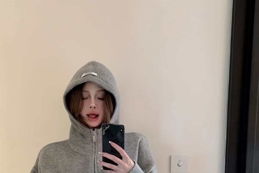 Melange Applique Zip Hoodie / Mid Rise Knit Shorts