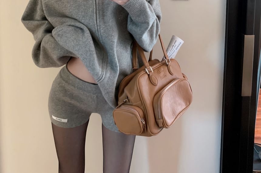 Melange Applique Zip Hoodie / Mid Rise Knit Shorts