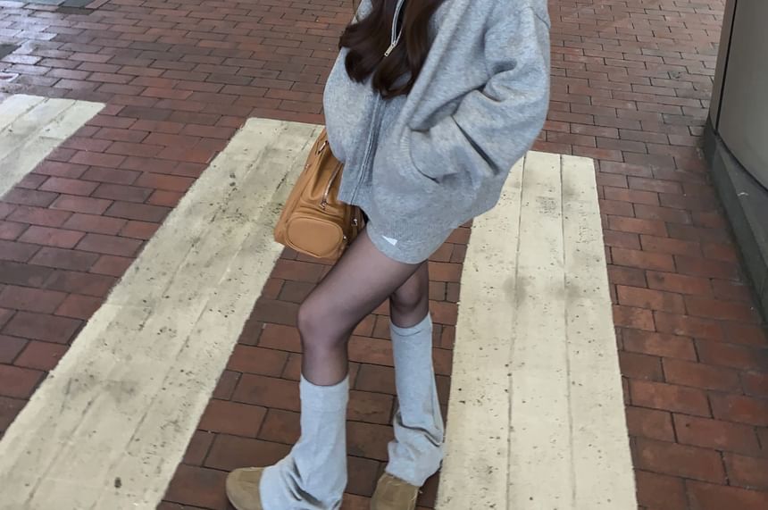 Melange Applique Zip Hoodie / Mid Rise Knit Shorts