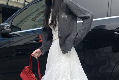 High Rise Floral Ruffle Asymmetrical Maxi A-Line Skirt