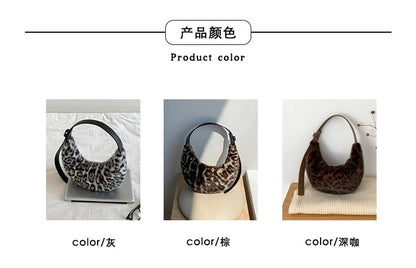 Leopard Print Fluffy Shoulder Bag