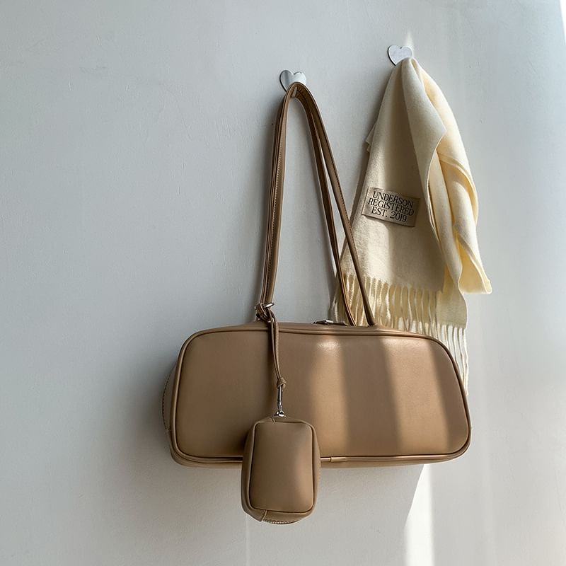 Set: Faux Leather Shoulder Bag + Coin Purse