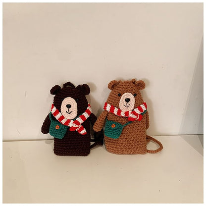 Bear Knit Mobile Phone Crossbody Bag