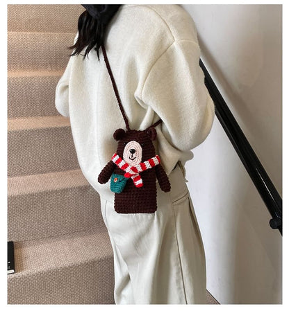 Bear Knit Mobile Phone Crossbody Bag