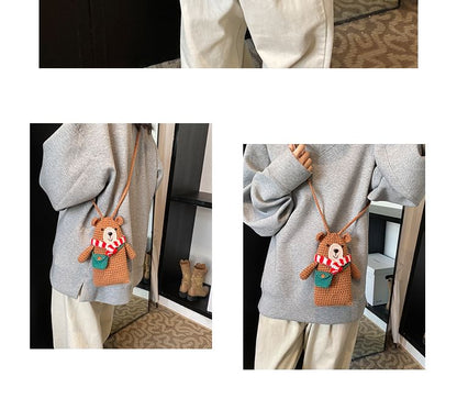 Bear Knit Mobile Phone Crossbody Bag