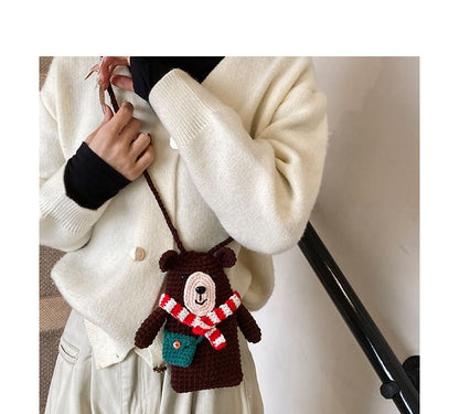 Bear Knit Mobile Phone Crossbody Bag