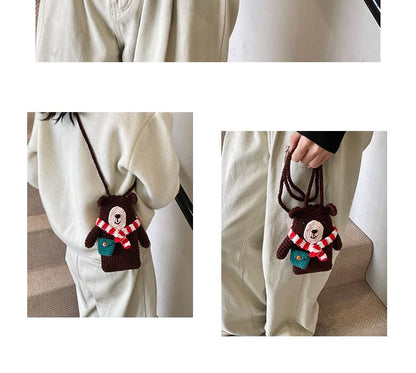 Bear Knit Mobile Phone Crossbody Bag